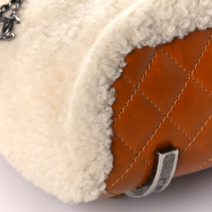 Chanel Glazed Calfskin Shearling Quilted Small Mountain Backpack Brown 7 of 15