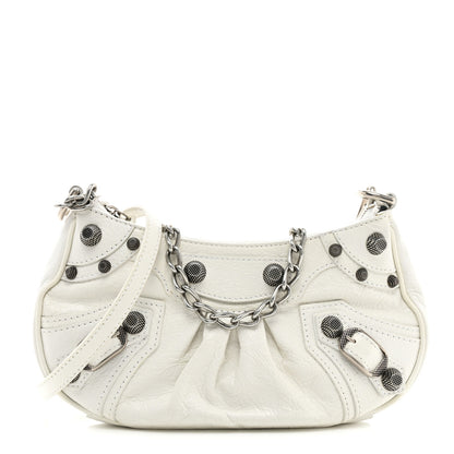 Balenciaga Agneau Arena Le Cagole Mini Purse With Chain Optic White 1 of 19