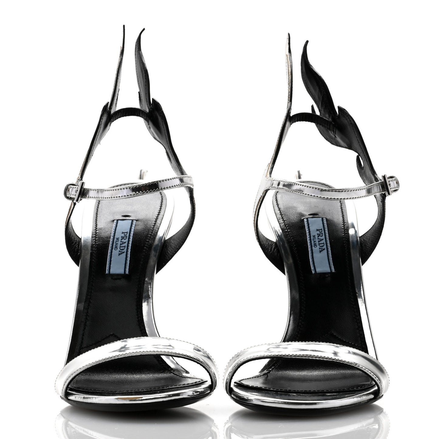 Spazzolato Flame Wedge Sandals 38 Argento