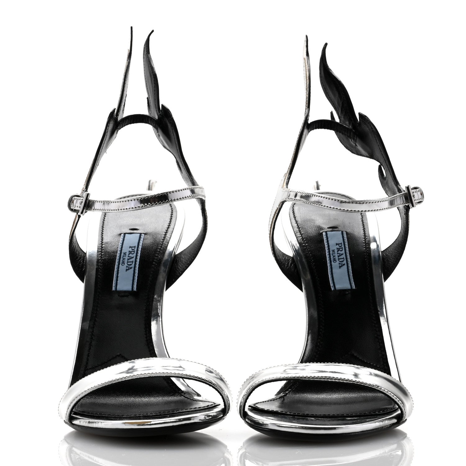 Prada Spazzolato Flame Wedge Sandals 38 Argento 2 of 7