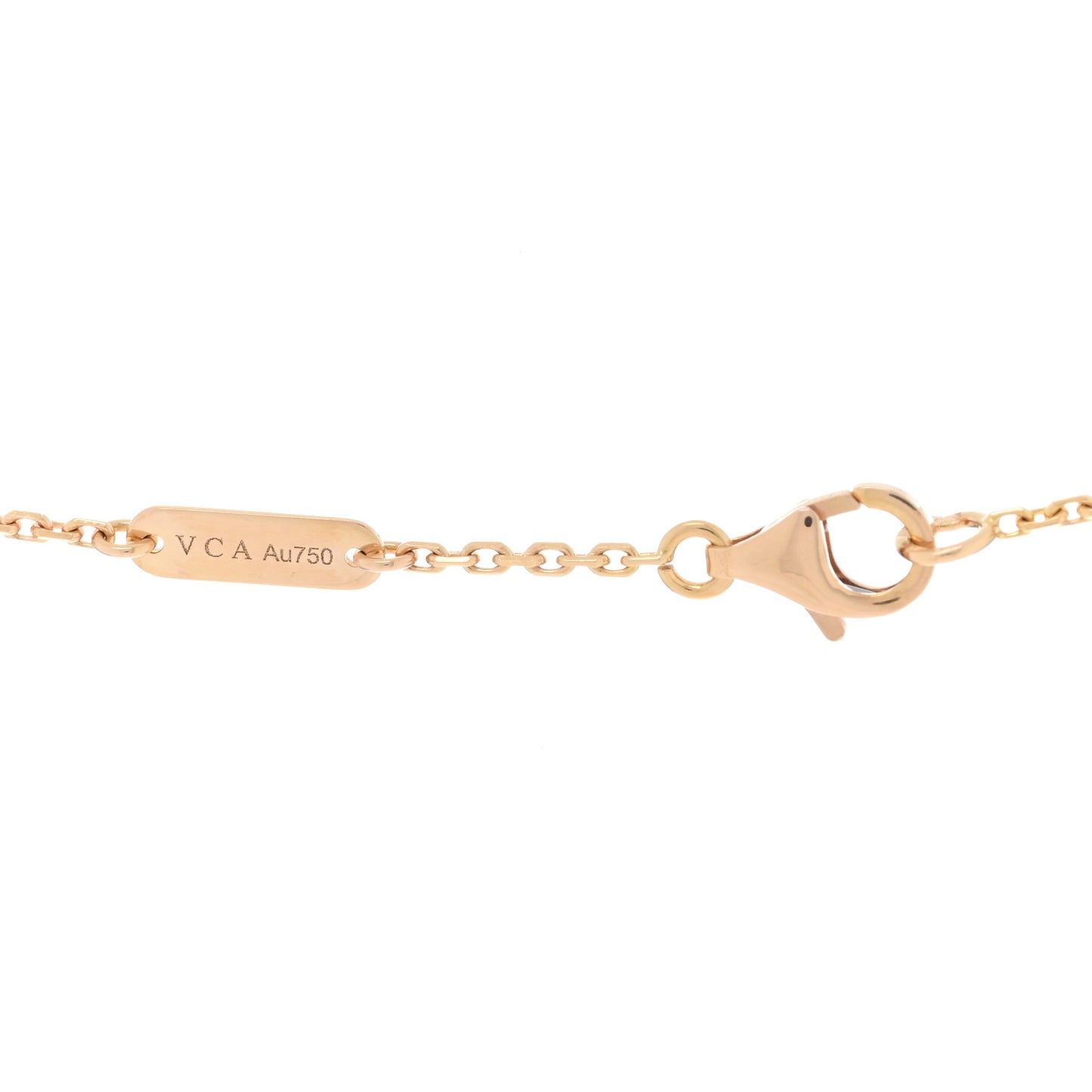 VAN CLEEF & ARPELS 18K Rose Gold Diamond Pink Porcelain Vintage Alhambra Pendant Necklace