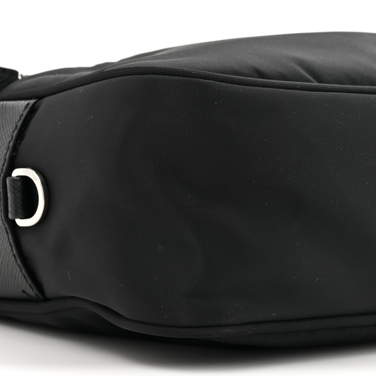 Re-Nylon Vela Saffiano Pocket Double Zip Shoulder Bag Black