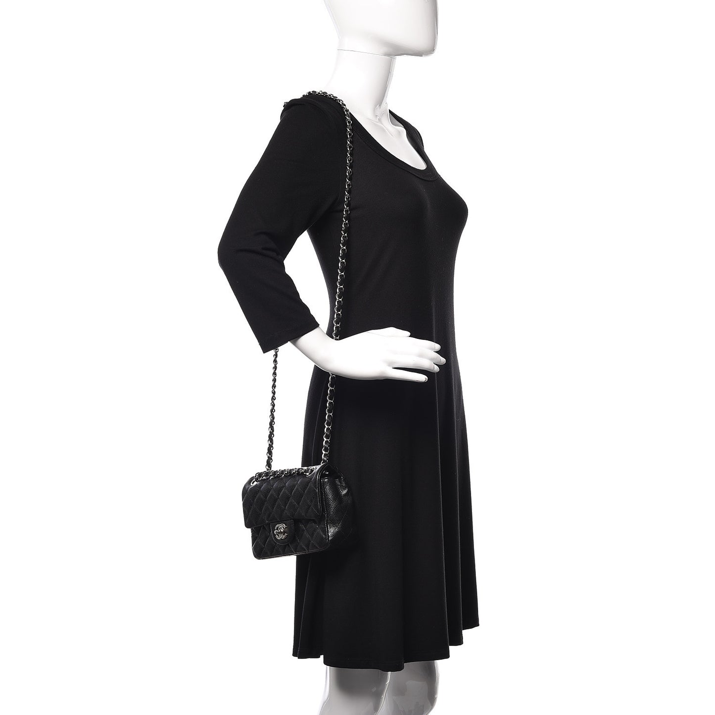 Caviar Quilted Mini Rectangular Flap Black