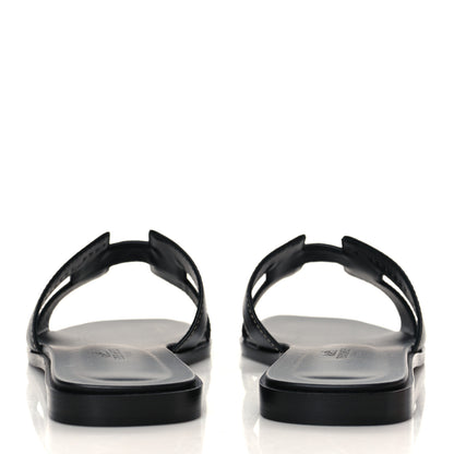 Hermes Box Calfskin Oran Sandals 37.5 Black 5 of 9
