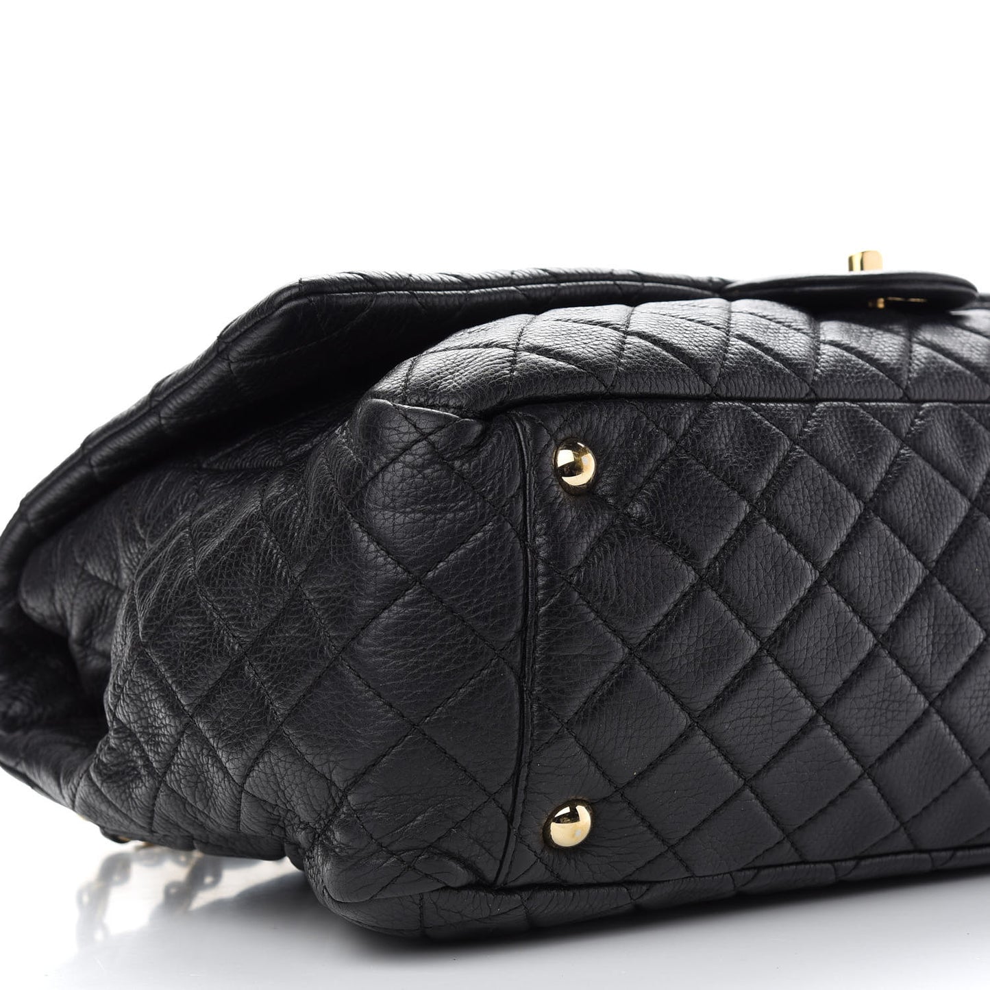 Calfskin Quilted XXL Travel Flap Bag Black