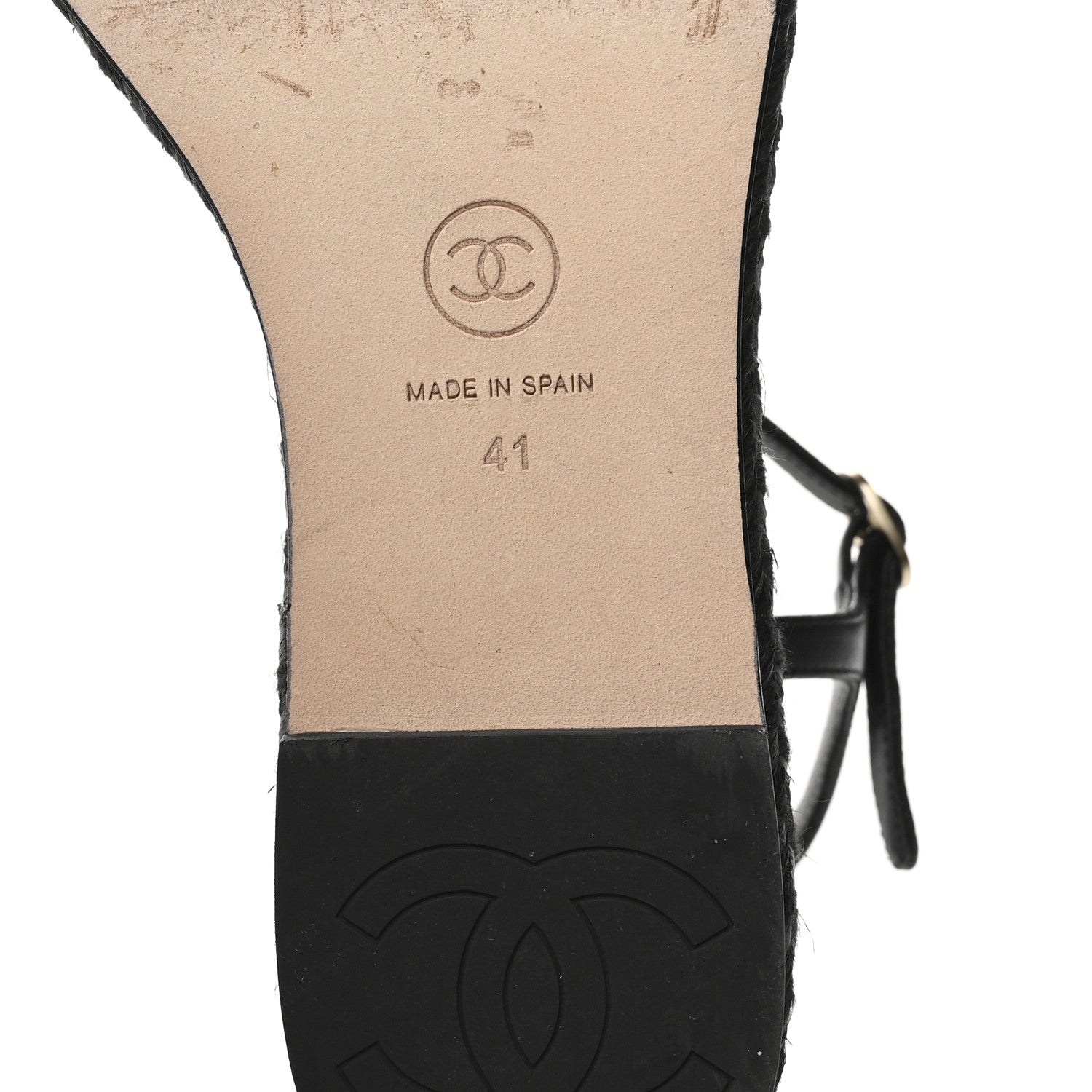 Chanel Lambskin Grosgrain CC Espadrilles Wedges 41 Black 7 of 9