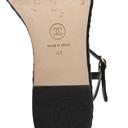 Chanel Lambskin Grosgrain CC Espadrilles Wedges 41 Black 7 of 9