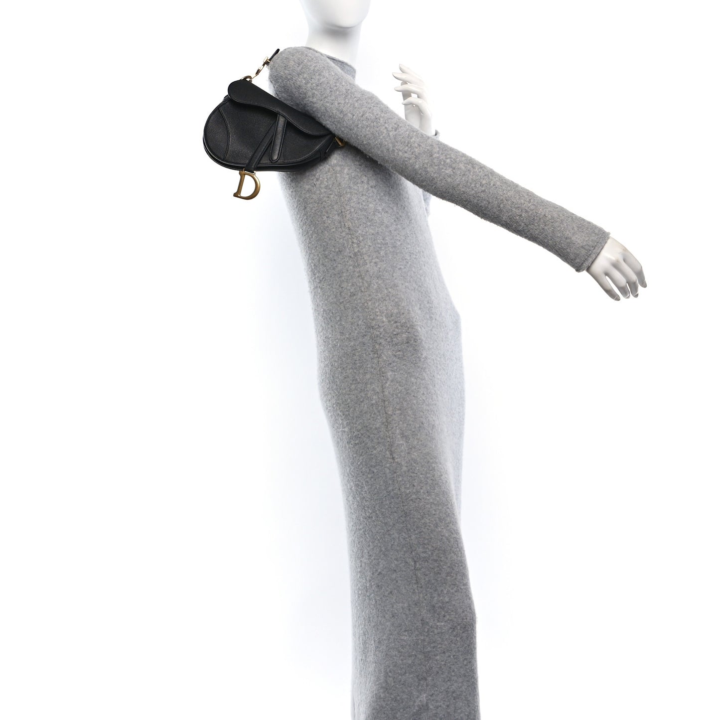 Grained Calfskin Mini Saddle Bag Black