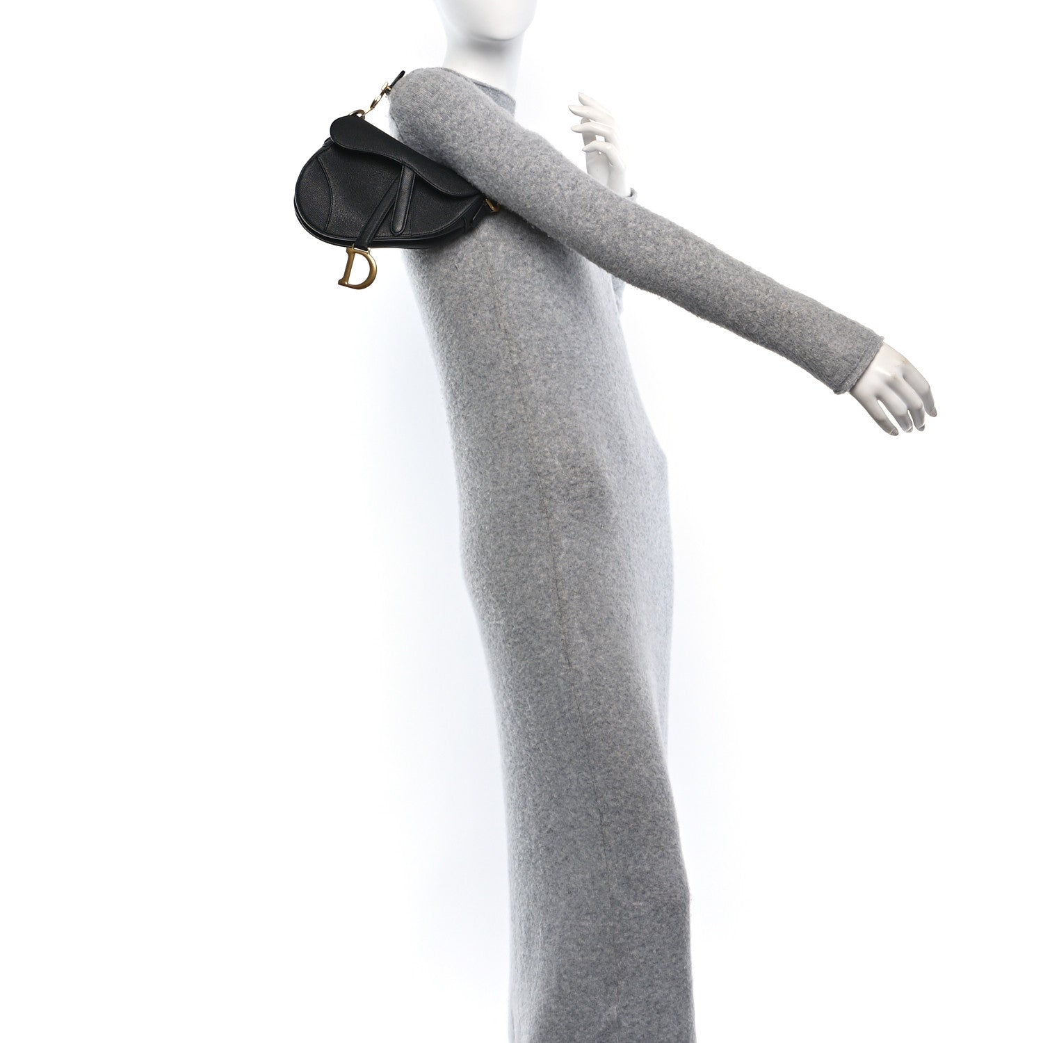 Christian Dior Grained Calfskin Mini Saddle Bag Black 2 of 10