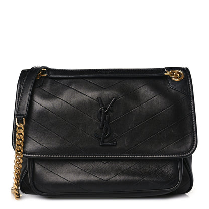 Saint Laurent Lambskin Matelasse Monogram Medium Niki Chain Satchel Black 1 of 9