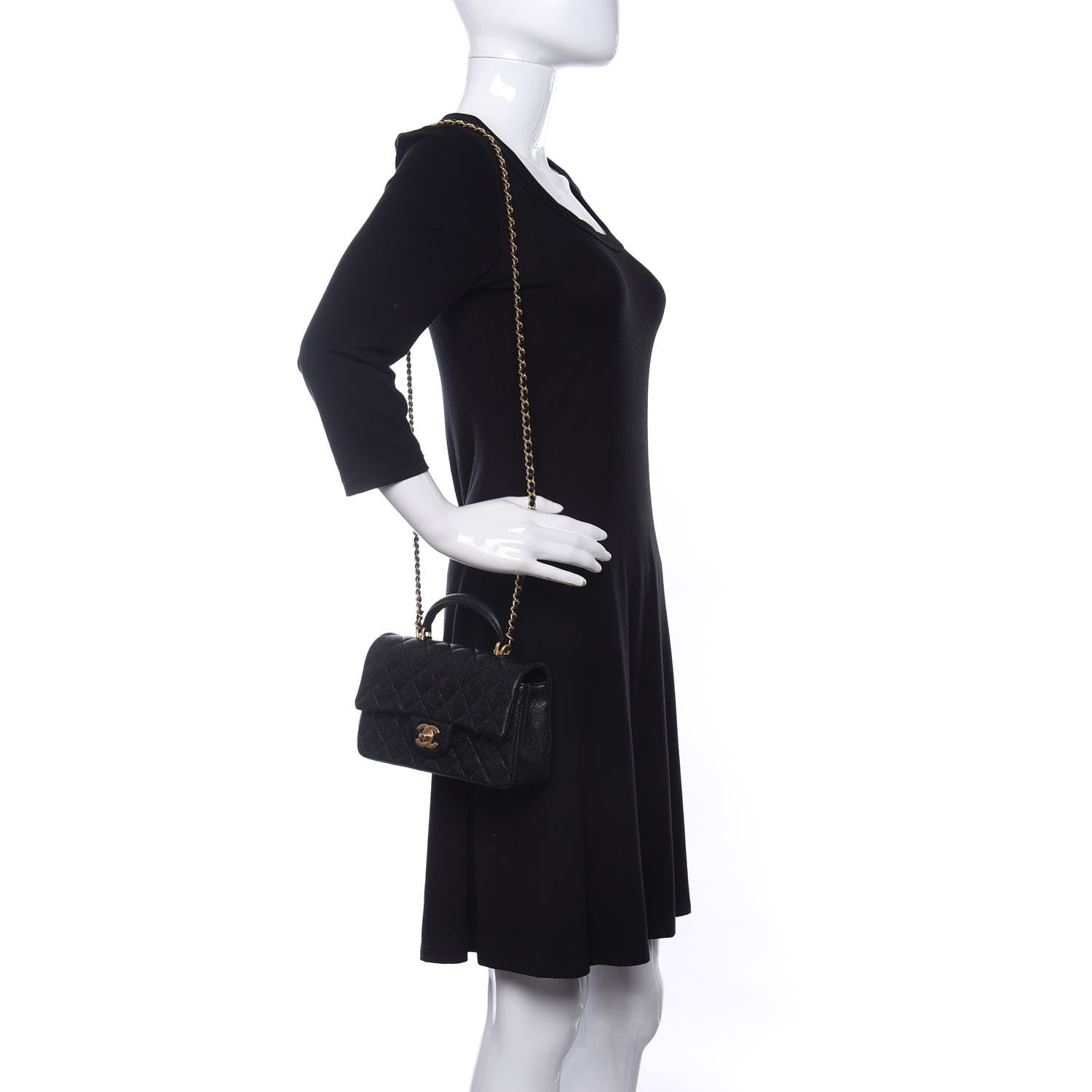 Chanel Caviar Quilted Mini Top Handle Rectangular Flap Black 2 of 10