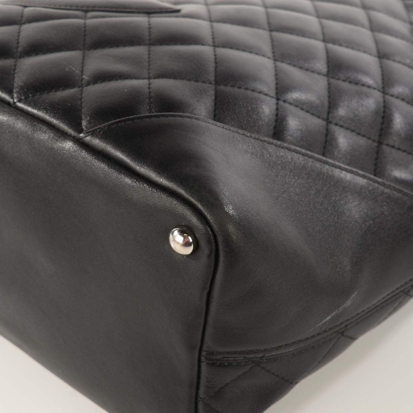 Calfskin Quilted Medium Cambon Tote Black
