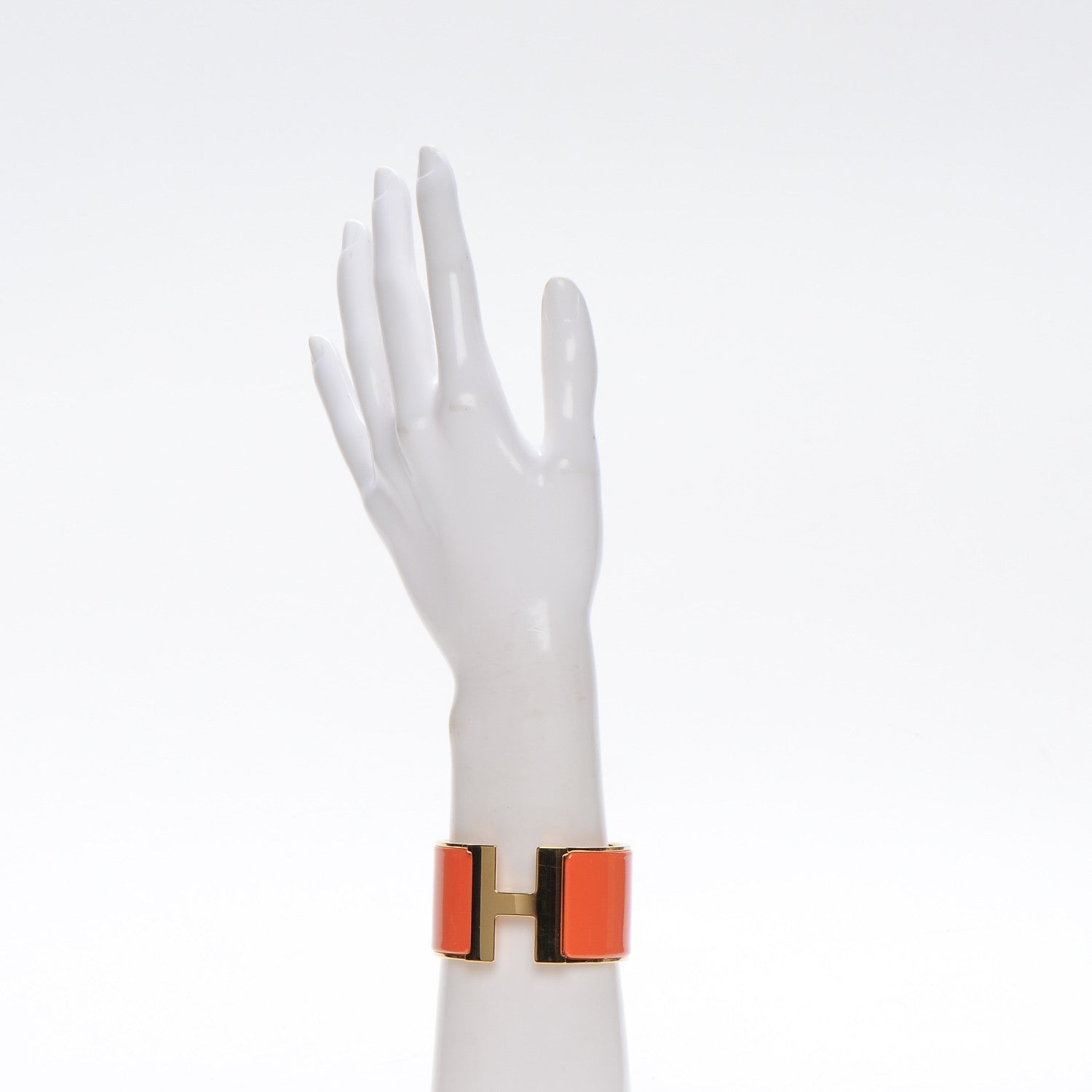 Hermes Enamel Extra Wide Clic Clac H Bracelet PM Orange 2 of 4