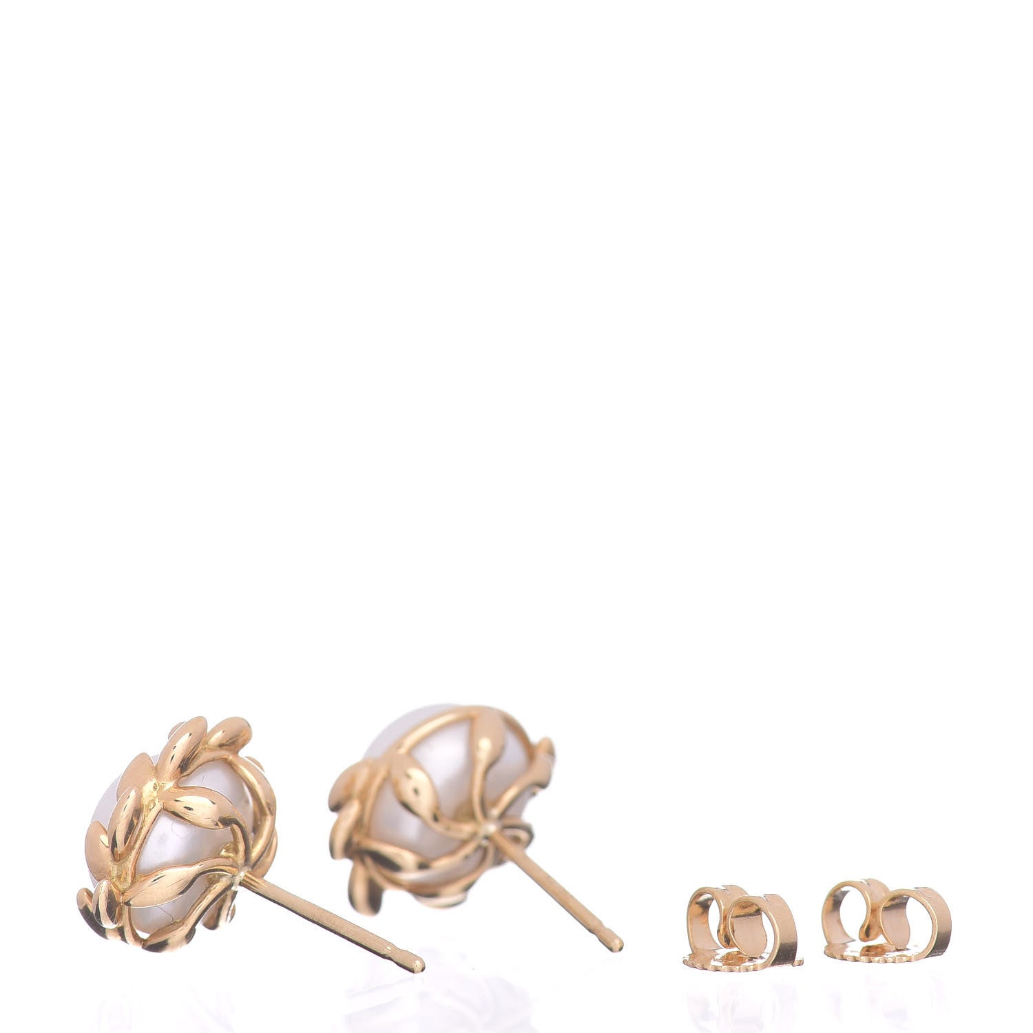 Tiffany 18K Yellow Gold Pearl Paloma Picasso Olive Leaf Earrings 3 of 5