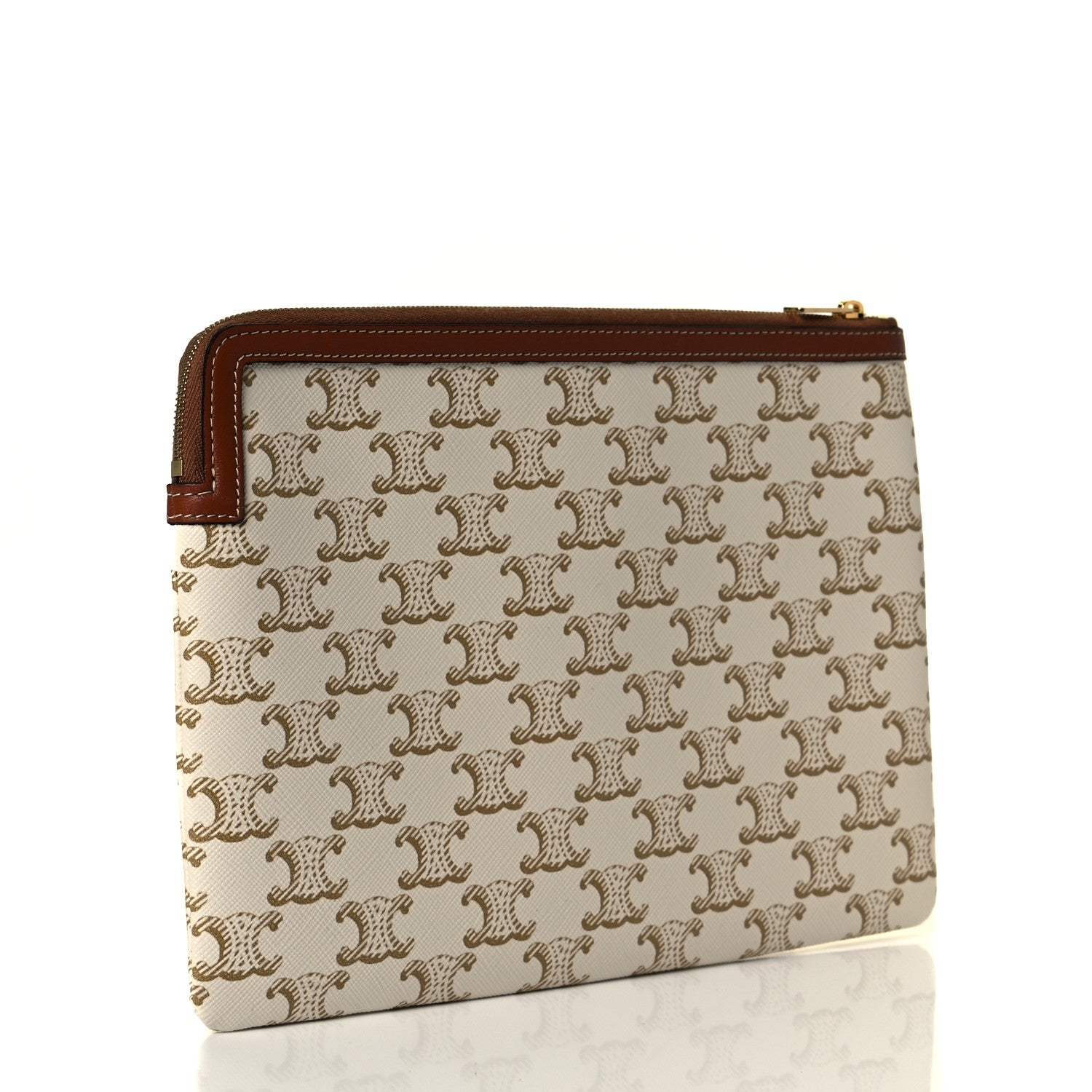Celine Triomphe Canvas Lambskin Small Pouch White 3 of 6