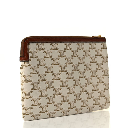 Celine Triomphe Canvas Lambskin Small Pouch White 3 of 6