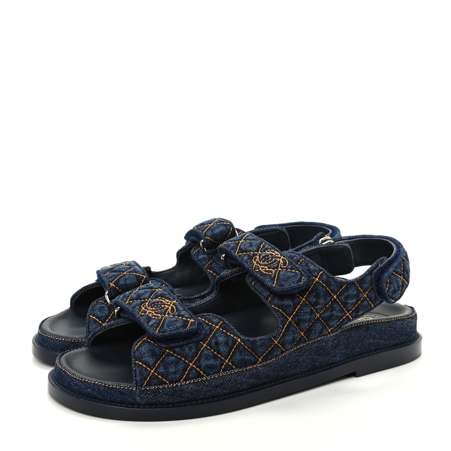 Chanel Denim Velcro Dad Sandals 40 Blue 3 of 11