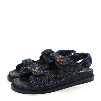Chanel Denim Velcro Dad Sandals 40 Blue 3 of 11