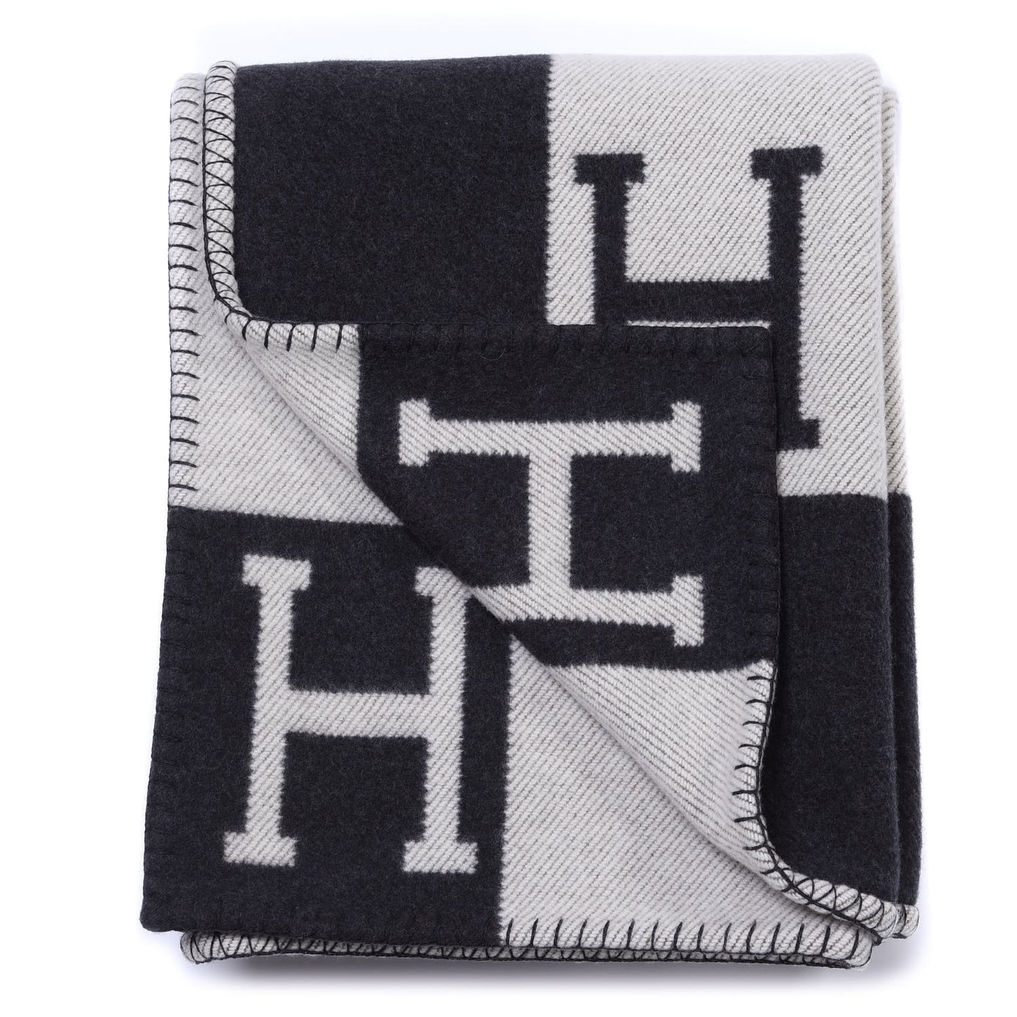 Wool Cashmere Avalon III Blanket Ecru Black