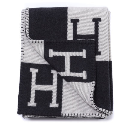 Hermes Wool Cashmere Avalon III Blanket Ecru Black 2 of 3