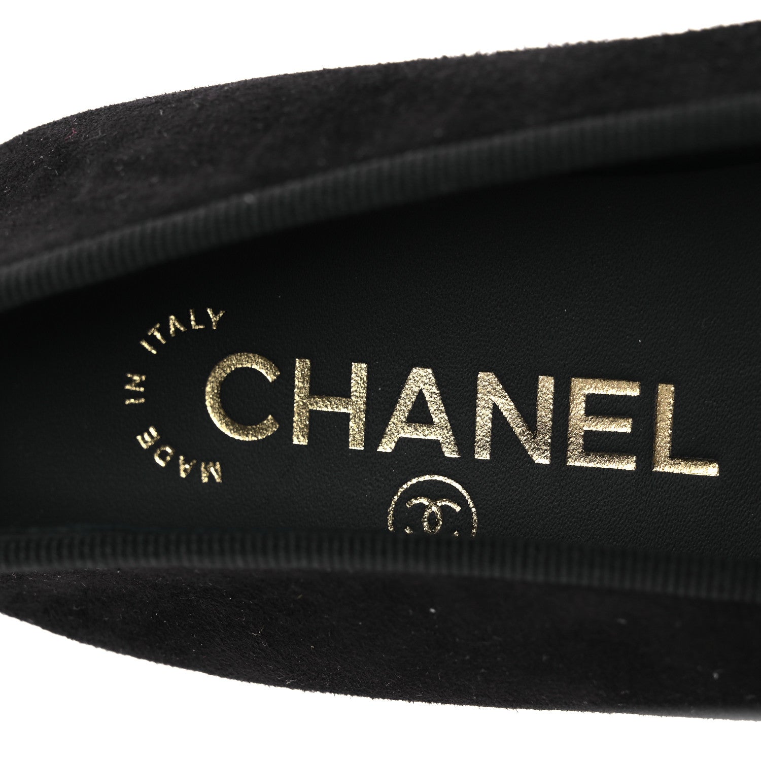 Chanel Suede Crackled Laminated Calfskin Cap Toe Ballerina Flats