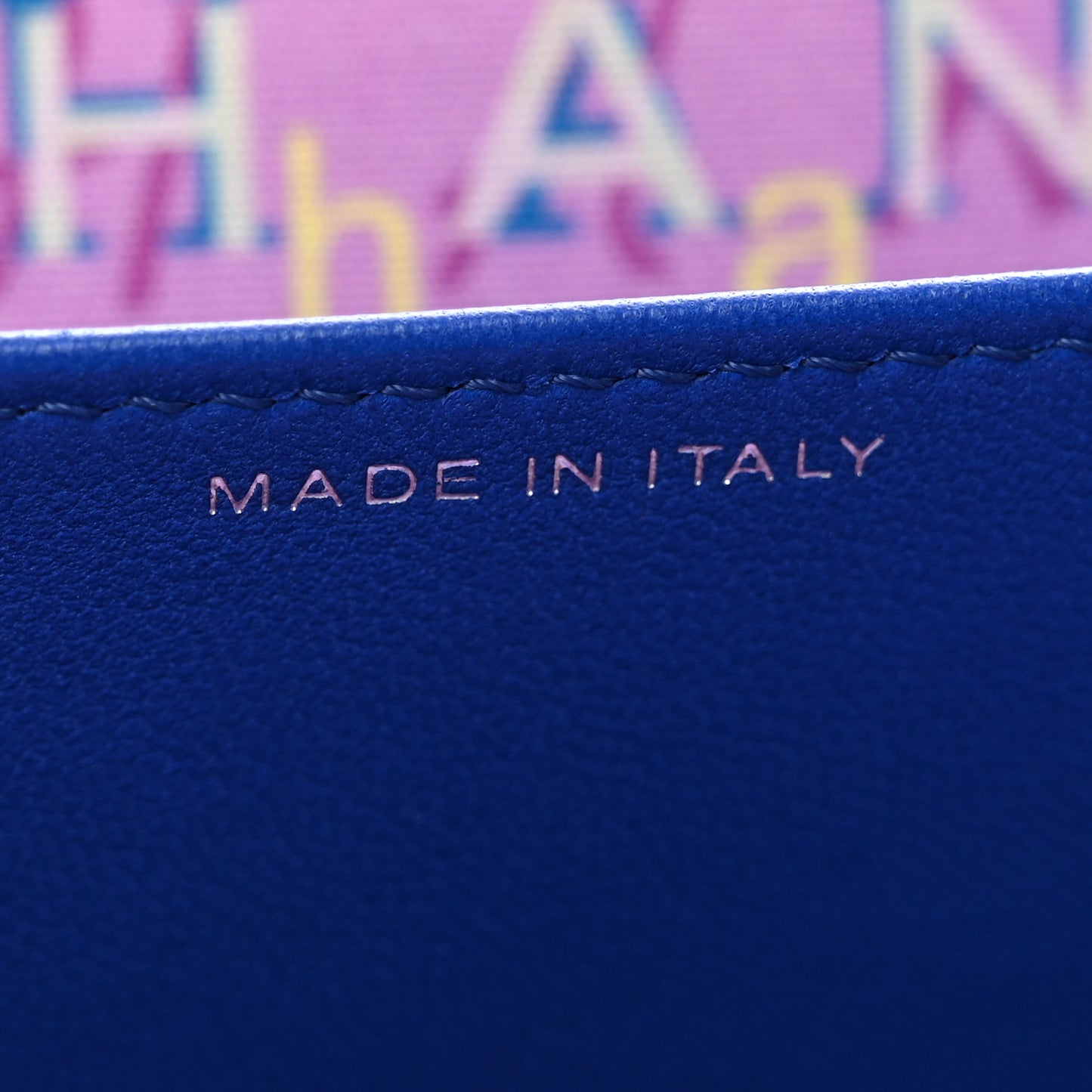 Lambskin Quilted Flap Card Holder Blue