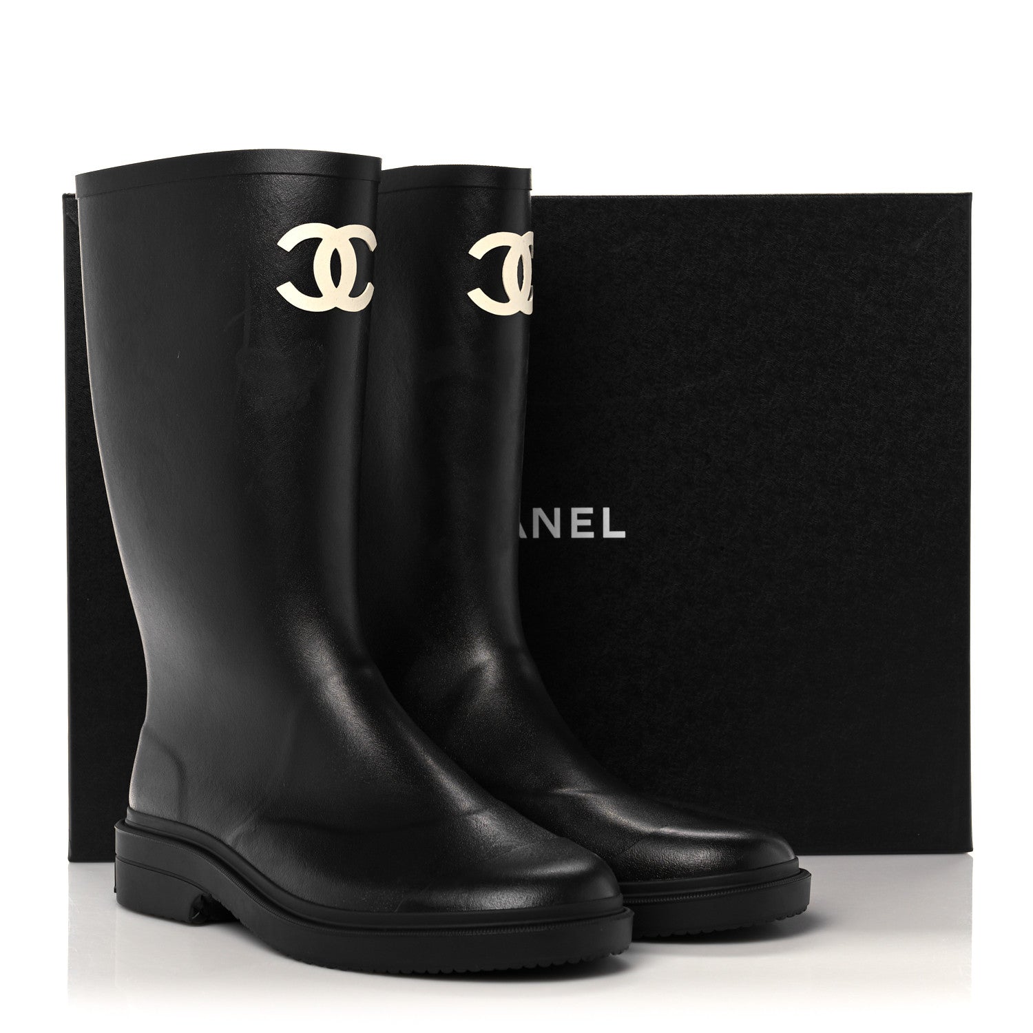 Chanel Caoutchouk CC High Boots 42 Black 13 of 13