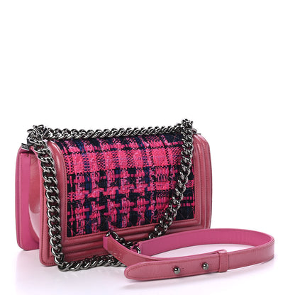 Chanel Patent Tweed Medium Boy Flap Fuchsia 2 of 4