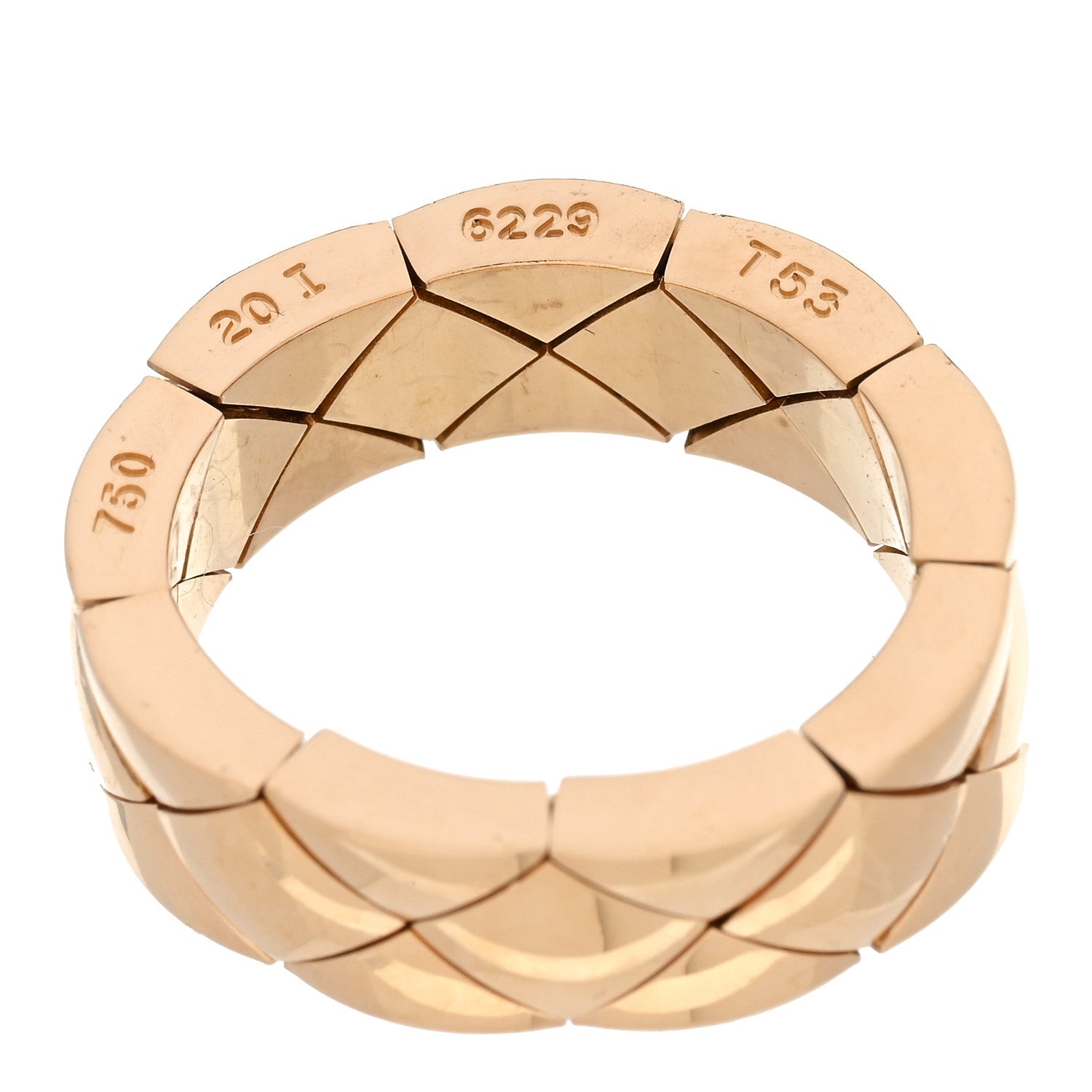 Chanel 18K Yellow Gold Small Matelasse Ring 53 6.5 5 of 5