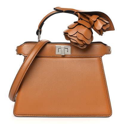 Fendi Shiny Nappa Flower Petite Peekaboo I SEE U Satchel Caramello 1 of 9