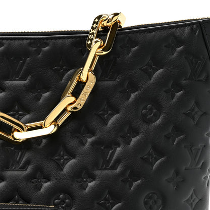 Louis Vuitton Lambskin Embossed Monogram Coussin Hobo MM Black 8 of 10