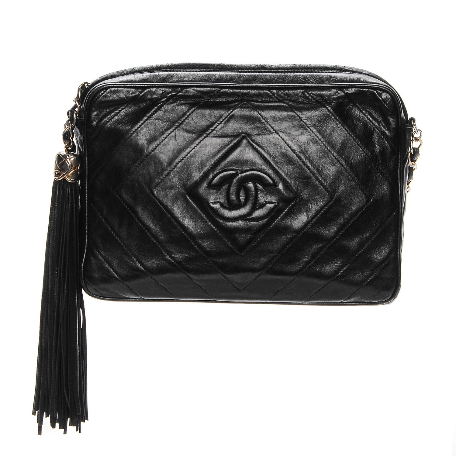 Chanel Lambskin Chevron Tassel Camera Case Black 1 of 9