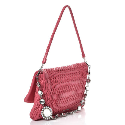 Miu Miu Nappa Matelasse Crystal Flap Clutch Geranio 2 of 8