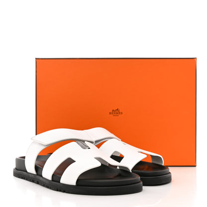Hermes Calfskin Womens Chypre Sandals 39.5 White 9 of 9