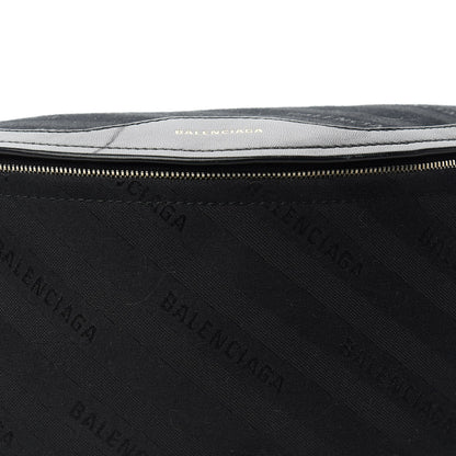 Balenciaga Canvas Jacquard Diagonal Allover Logo XS Souvenir Belt Bag Black 9 of 9