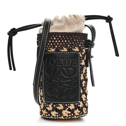 Loewe Calfskin Raffia Paula's Ibiza Pocket Bucket Bag Natural Navy Blue 1 of 10