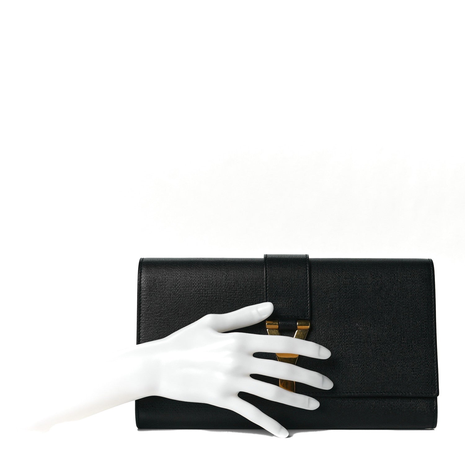Saint Laurent Textured Calfskin Classic Y Ligne Clutch Black 8 of 8