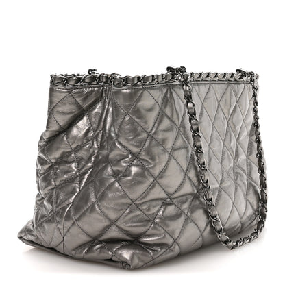 Chanel Metallic Calfskin Small Chain Me Tote Silver 3 of 11