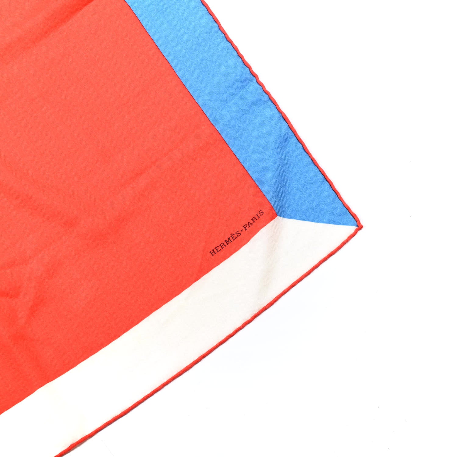 Hermes Cashmere Silk Encadre H Passant Giant Scarf 140 Rouge Bleu White 3 of 4