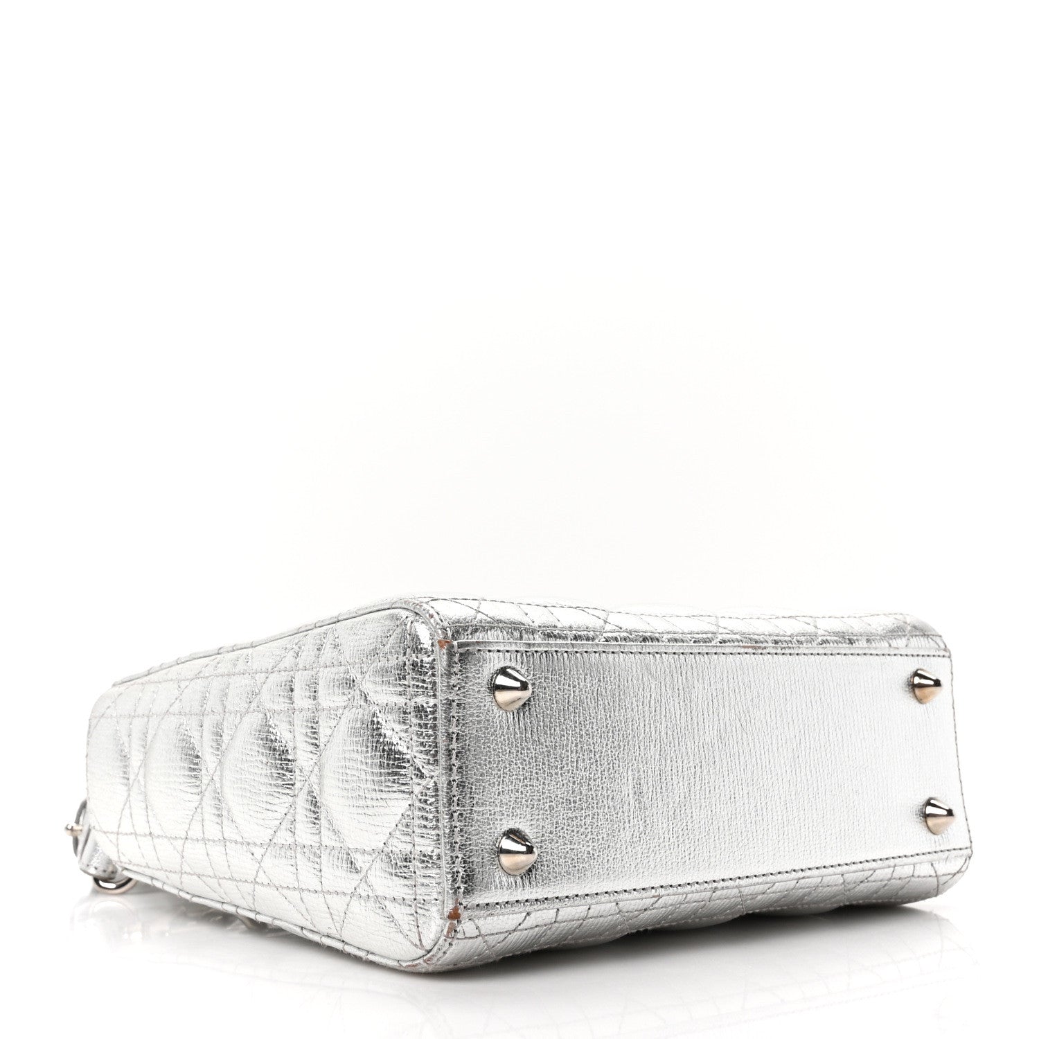 Christian Dior Metallic Grained Calfskin Cannage Small Lucky Badges My Lady Dior Silver 7 of 19