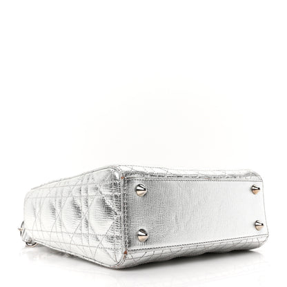 Christian Dior Metallic Grained Calfskin Cannage Small Lucky Badges My Lady Dior Silver 7 of 19