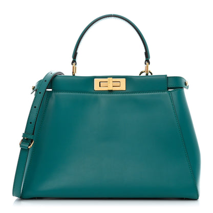 Fendi Vitello Morgan Fabric Jacquard Pequin Medium Peekaboo Iconic Satchel Lago Tobacco Black 1 of 11