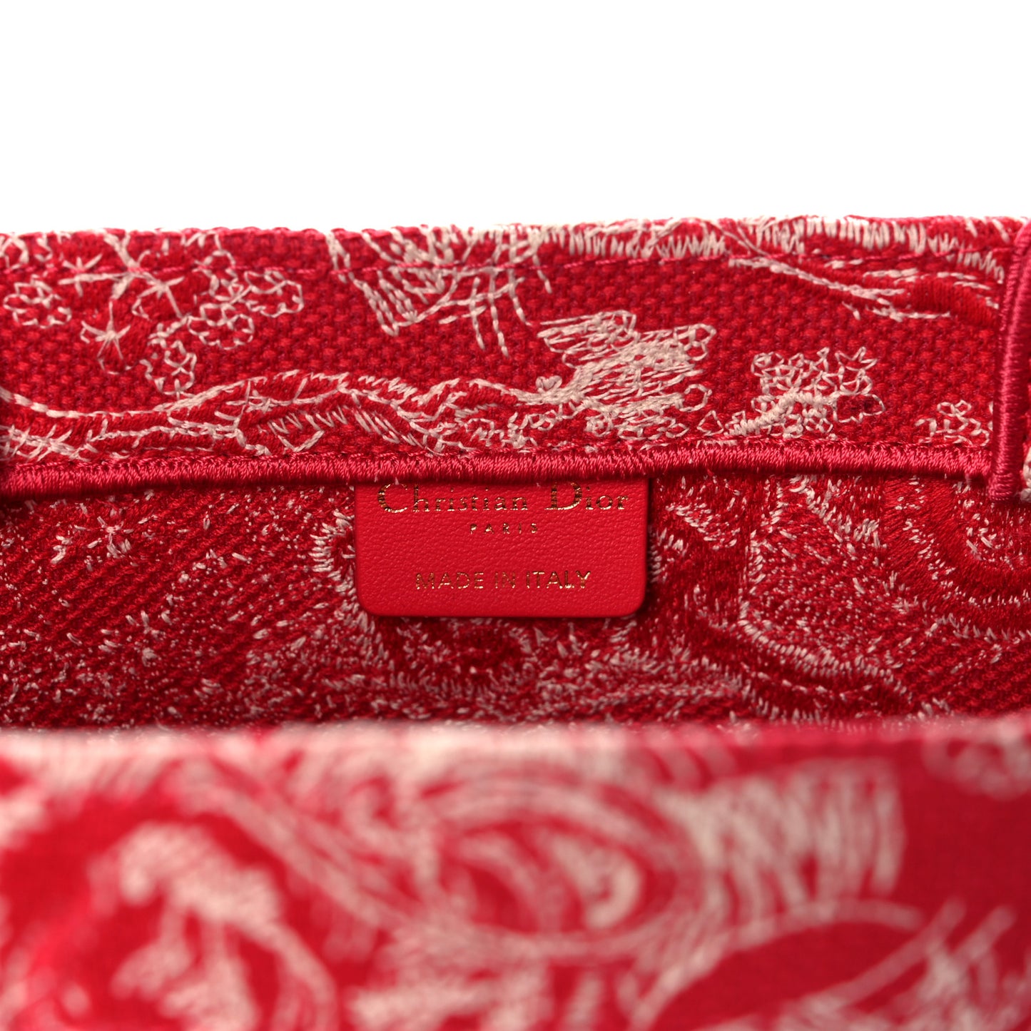 Canvas Embroidered Medium Toile De Jouy Reverse Book Tote Fuchsia
