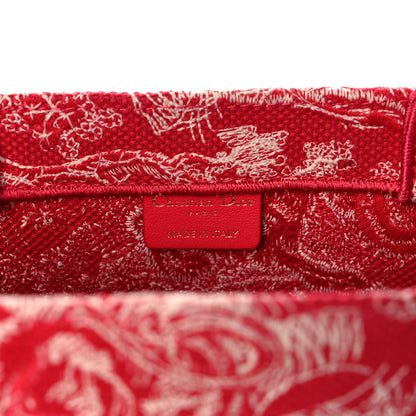 Christian Dior Canvas Embroidered Medium Toile De Jouy Reverse Book Tote Fuchsia 6 of 10