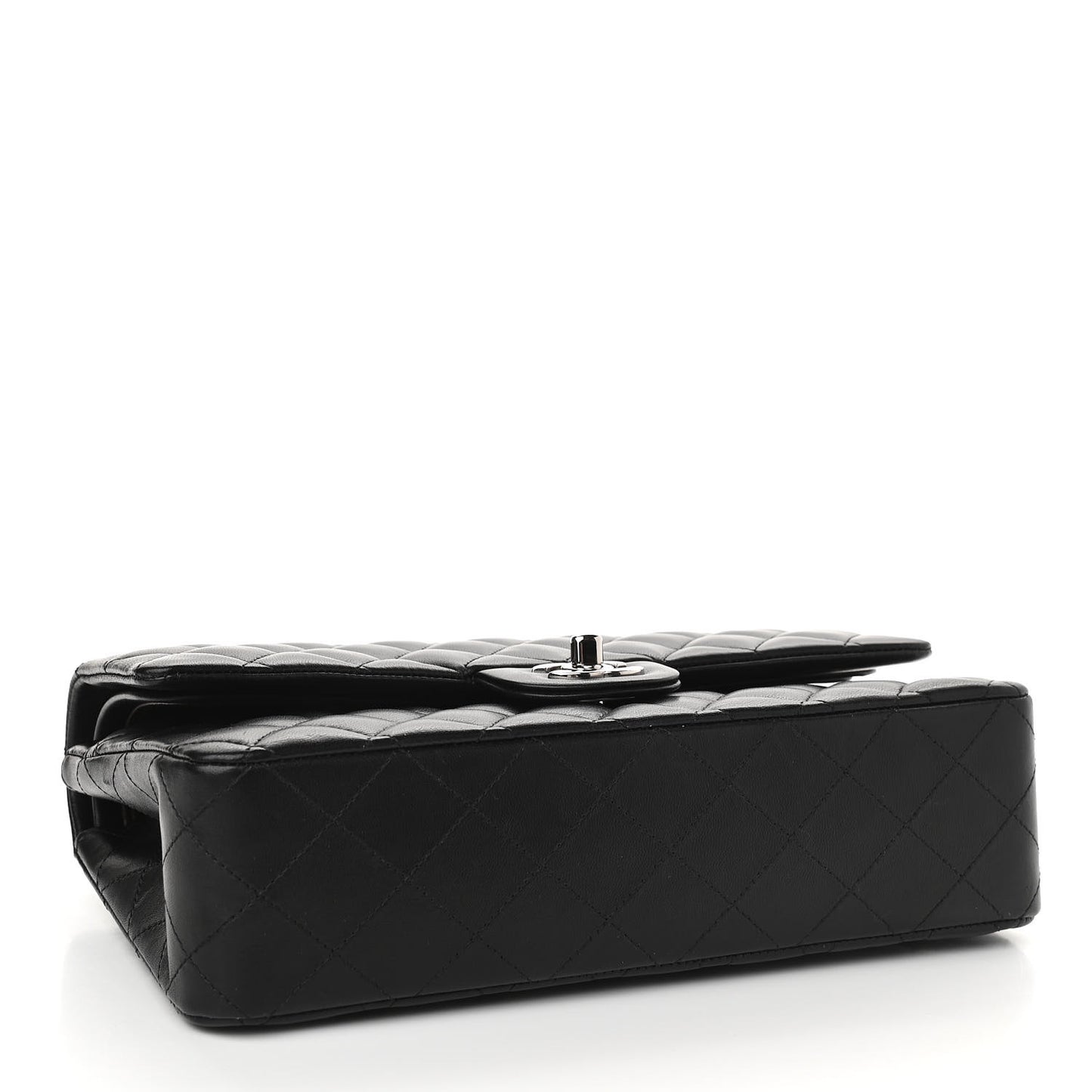 Lambskin Quilted Medium Double Flap Black