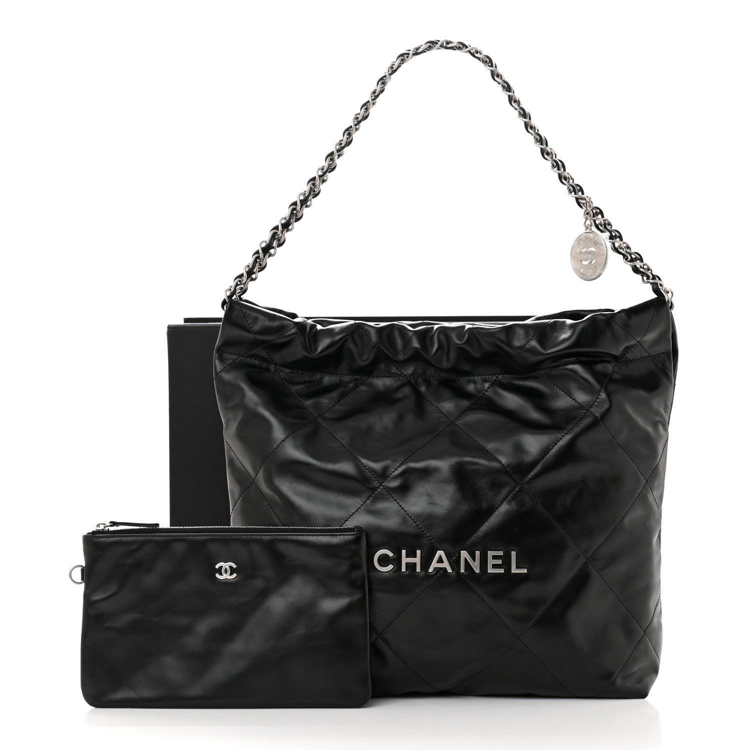 Chanel Shiny Calfskin Quilted Small Chanel 22 Black 12 of 12