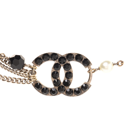 Chanel Pearl Crystal Beaded Chain CC Feather Belt Aged Gold Black 3 of 7