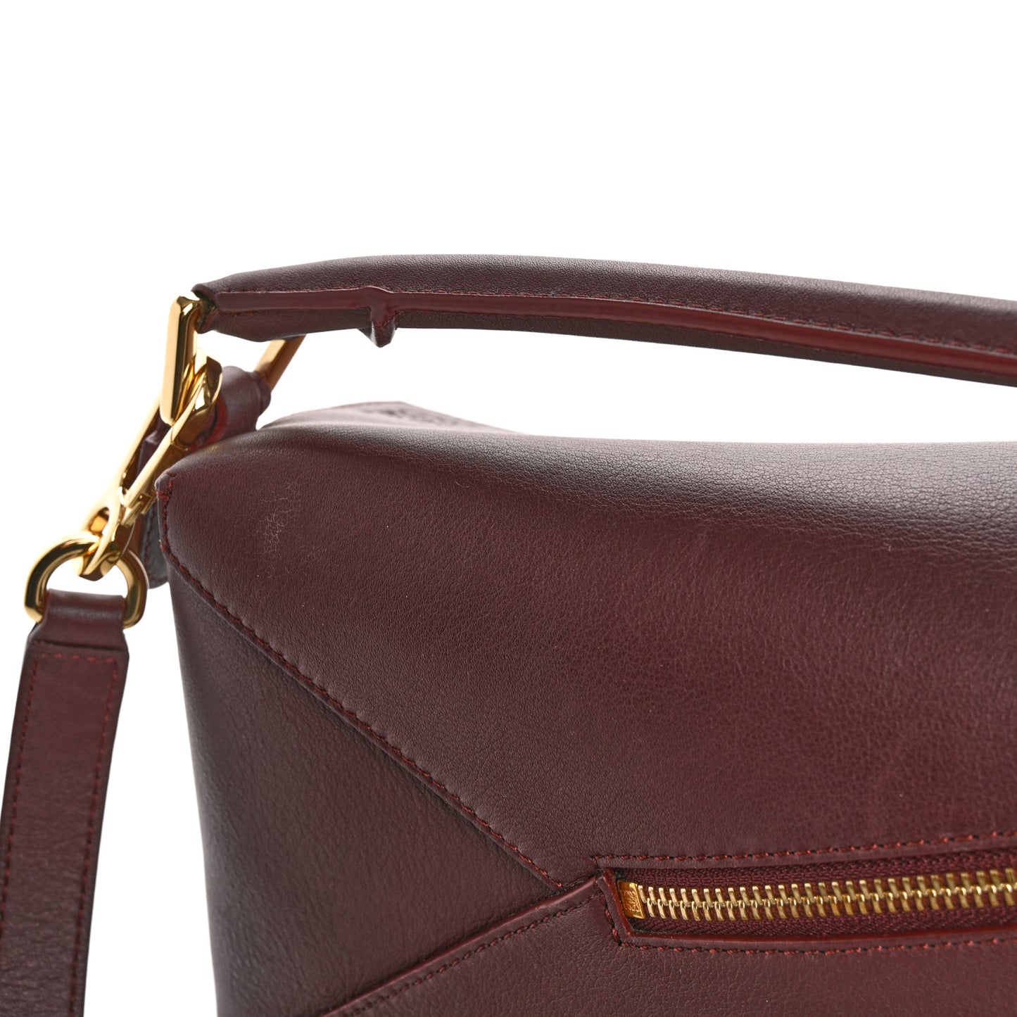 Soft Grained Calfskin Small Puzzle Edge Bag Dark Burgundy