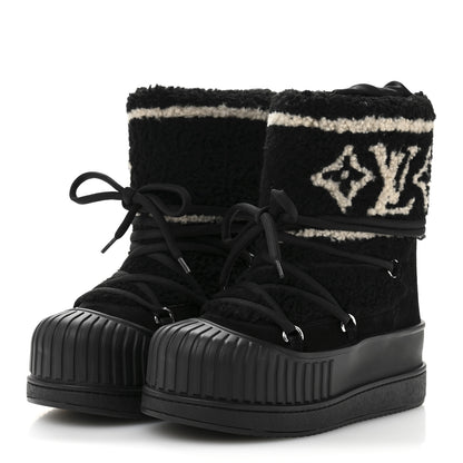 Louis Vuitton Suede Shearling Polar Flat Half Boots 37 Black 4 of 9
