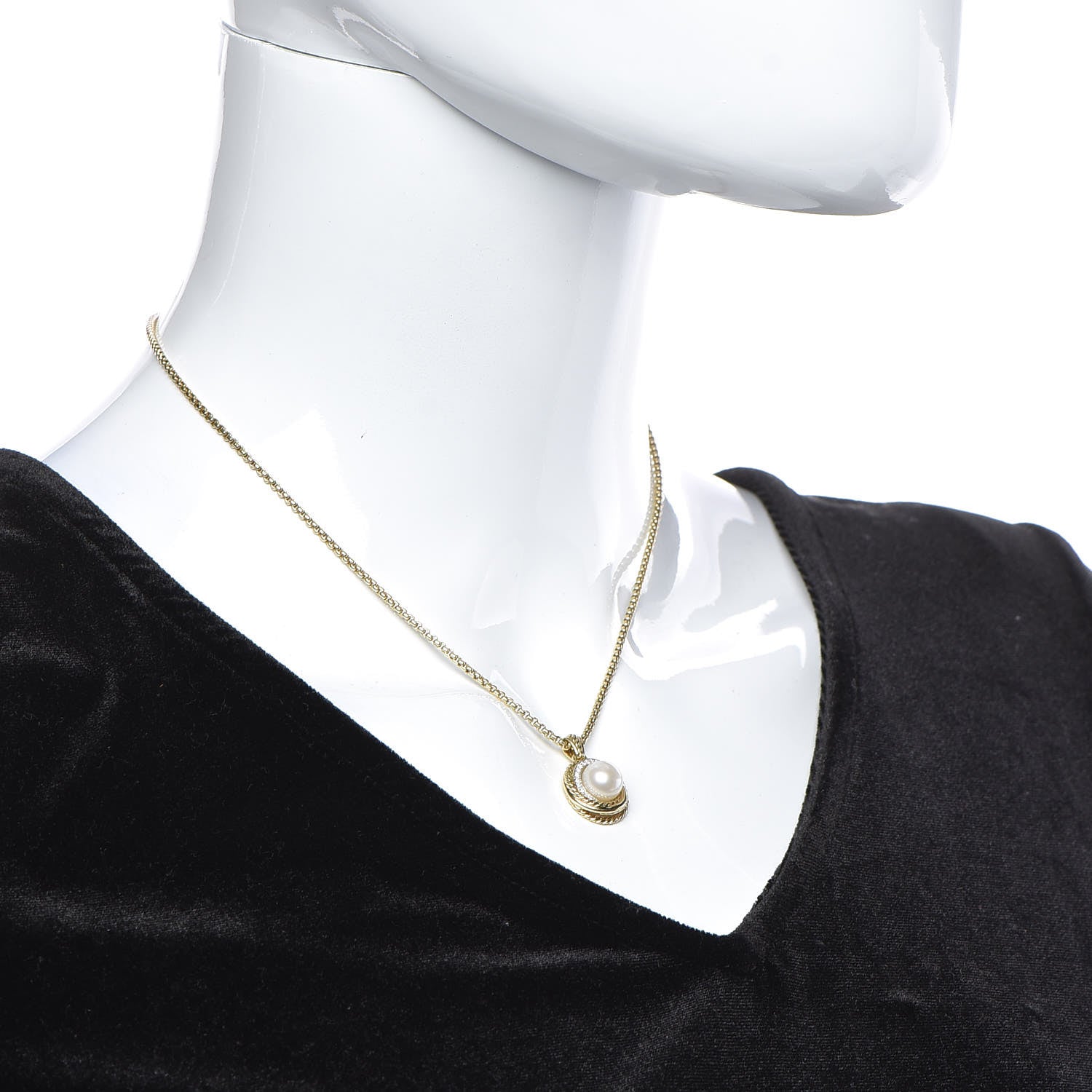 David Yurman Sterling Silver Diamond Pearl 8mm Crossover Pendant Necklace 2 of 10